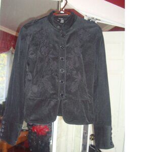 Black Velvet Embroidered Coat with Embellishments